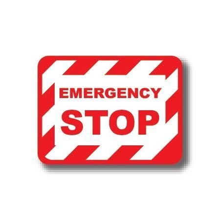 Ergomat 12in x 12in RECTANGLE SIGNS - Emergency Stop DSV-SIGN 144 #7016 -UEN